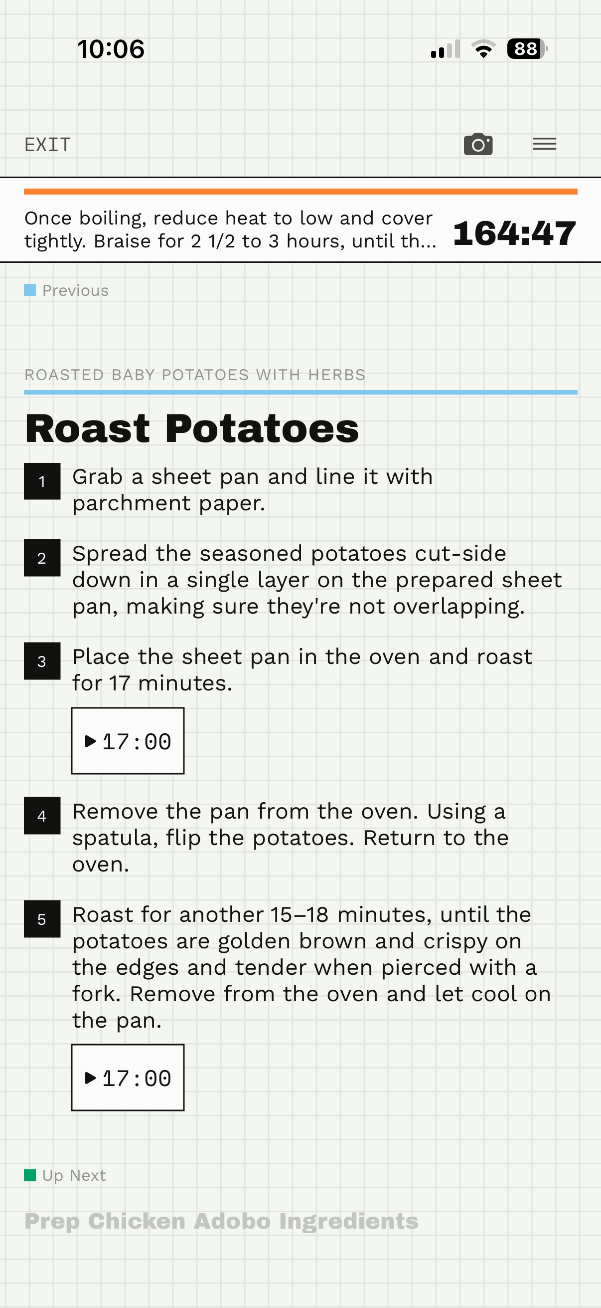 Miseen cook mode app screen